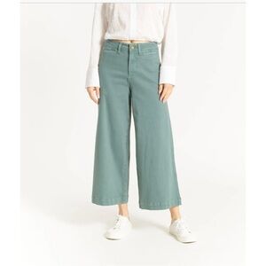 OAT New York High Rise Cropped Wide Leg Jeans in Sage Leaf Size 28